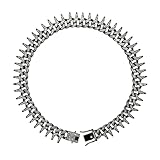 Ximipet Luxury Cuban Link Dog Collar Chain with Spiked&Diamond-Studded, Black/Rose/Gold/Silver Adjustable 8in-30in, Metal Anti-Slip Safety Buckle Dog Necklace for Small to Large Dogs (Black, 12in)