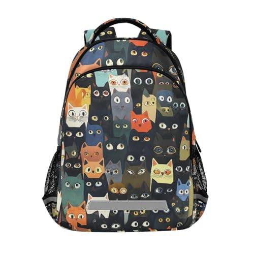 ALAZA Mochilas coloridas com estampa de gatos para viagem, laptop, mochila escolar, para homens, mulheres, adolescentes e crianças