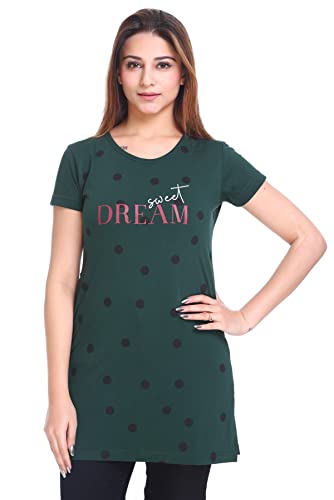 Image of Plush Women's Long Printed Cotton Round Neck Half Sleeve T-Shirt /Tshirts (DPL-PT-001)
