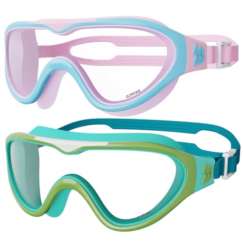 G2RISE Schwimmbrille Kinder, Anti-Beschlag UV-Schutz Taucherbrille Kinder 3-14 Jahre, Komfortabel Kein Auslaufen, Breite Sicht, Schwimmbrillen für Jungen, Mädchen