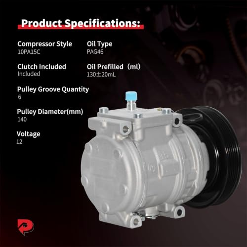 Image of PHOBOOS A /C compressor with Clutch Compatible with Toyota Corolla 1998-2002, L4 1.8L, Fast Cooling, Low Noise, Easy Installation, Ref. 88320-02050
