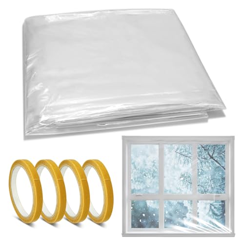 Winter Thermo Cover Fenster-Isolierfolie,Wärmeschutzfolie Fenster Isolierfolie Kit, DIY Isolierfolie Fenster Kälteschutzfolie Fenster mit für Winddicht und Warm im Winter (clear, 1.6×10m)