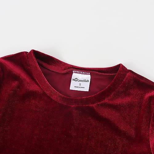 Noomelfish Girls Velvet Bodycon Dress Long Sleeve Fancy Party Pencil Dresses (5-12 Years)3