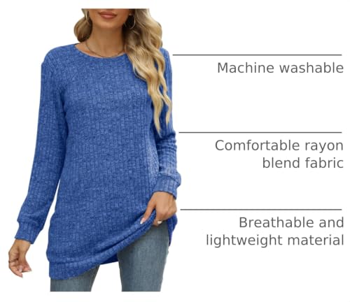 Image of Sweaters for Women Long Sleeve Crewneck Sweatshirt Loose Casual Tunic Tops