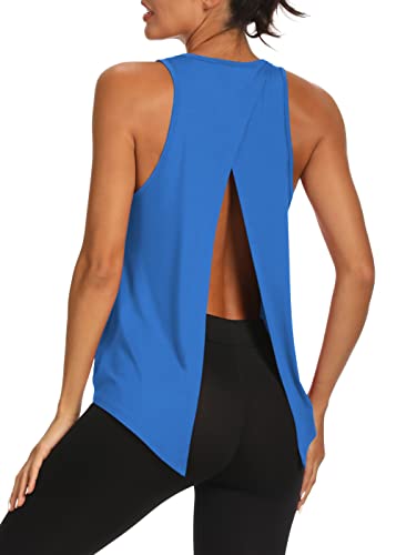 Bestisun Backless Workout Yoga Athletic Shirts For Women Tie Back Muscle Tanks Womens Running Tank Tops Summer Workout Clothes For Women Blue S #TOP1