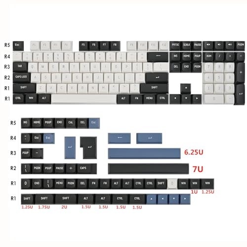 Image of Guffercty kred 160 Keys CSA Keycap PBT Double-Shot Ball Shape Custom Keycaps Set with 6.25u /7u Spacebar for ANSI & ISO Layout Cherry MX Gateron Kailh Switches(Arctic-CSA)