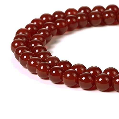 Image of BEADNOVA Red Agate Beads Natural Crystal Beads Stone Gemstone Round Loose Energy Healing with Crystal Stretch Cord for Jewelry Making (6mm, 62-64pcs)