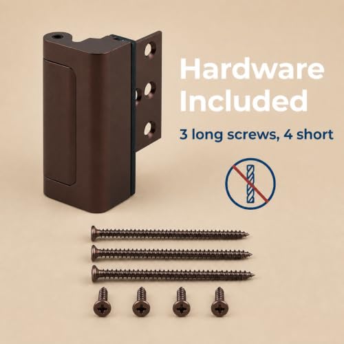 Image of Prime-Line U 11126 Door Reinforcement Lock - Add Extra, High Security to your Home and Prevent Unauthorized Entry - 3 In. Stop, Aluminum Construction, Bronze (Single Pack) | Add Extra High Security, Prevent Unauthorized Entry, 3 In. Stop, Solid Brass Construction