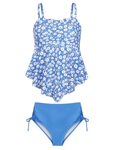 Maillot de bain tankini 2 pièces fille ado ensemble natation short et haut imprimé
