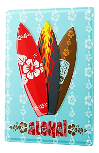 Blechschild Vintage Retro Metallschild Wandschild Blech Poster Retro Aloha Hawaii Surf