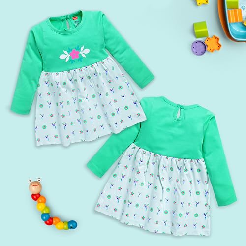 Image of LuvLap Baby Girls 100% Cotton Full Sleeve Girl Frock Pack of 3