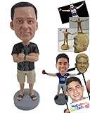 Custom Bobblehead Good Looking Guy in Shorts with Folded Hands and A Wrist Watch - Leisure & Casual