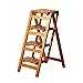Gradino Sgabello Pieghevole 4 Gradini in Legno Sedia Portatile Sedia Scala per Le Scale A Sgabelli Sgabello per Bambini/Adulti, con Tappeto Antiscivolo