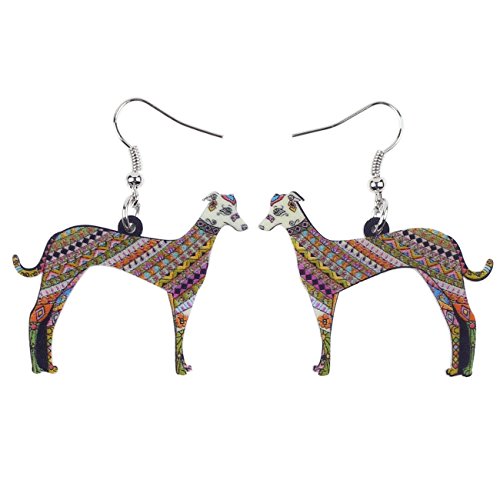 WEVENI Pendientes de acrílico para perro, diseño de perro galgo, ideal como regalo para mujeres y niñas verde