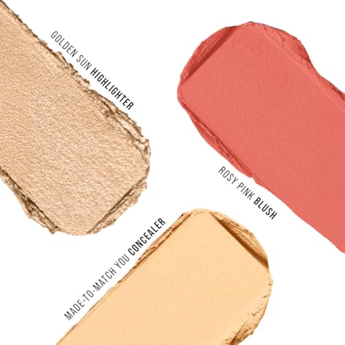 Image of Staze Triple Treat Stacked 3-in-1 Face Palette | Concealer, Blush & Highlighter | Creamy Finish | Highly Pigmented & Blendable | Long-Lasting Full Face Makeup Kit | Travel friendly | 01 Main Character