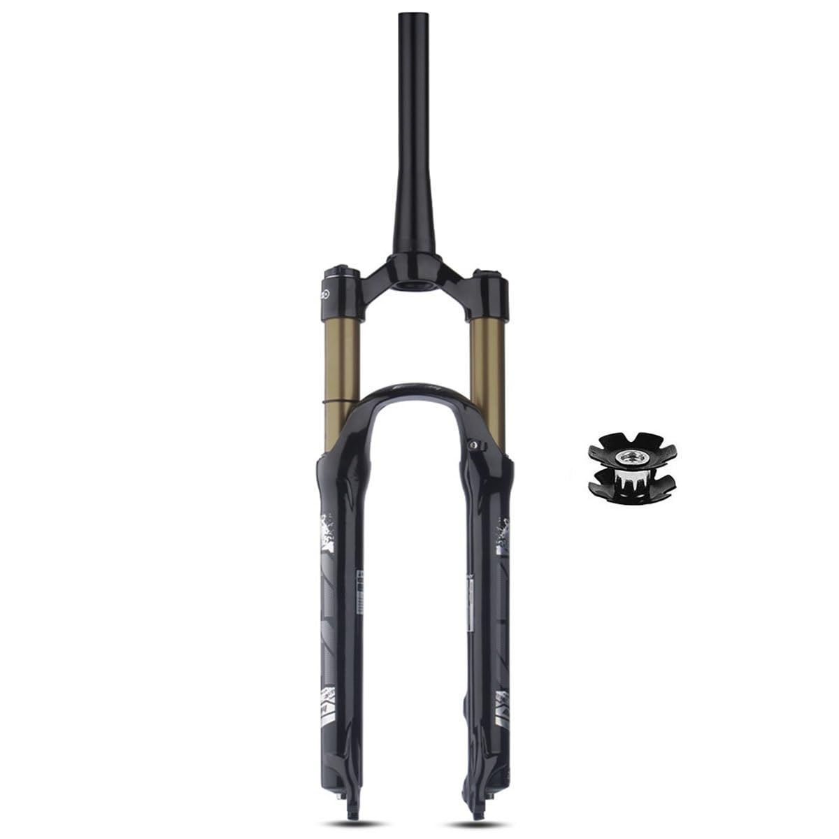 WIQUYBML 26/27.5/29 In Mountain Bike Air Suspension Forks 100mm Travel 1-1/2" Inch Tapered Tube MTB Manual Lockout 9mm QR Disc Brake XC AM Bicycle Front (Color : Gold, Size 26inch)