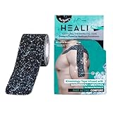 Heali Kinesiology Tape with Magnesium and Menthol, 20 Pcs Precut Strips, K Tape Roll, Knees, for Physical Therapy, Sports, Muscles and Joints, Water Resistant, Blue Splatter
