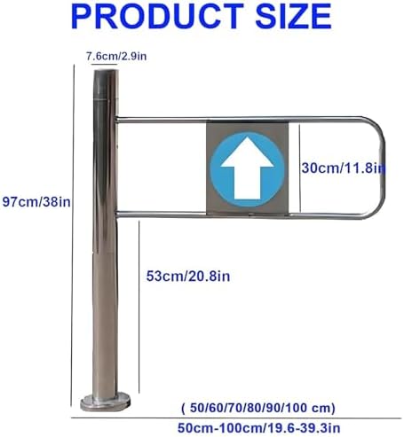 Automatic Swing Gate One-Way Door, 90° Open One-Way Metal Door, Stainless Steel Warehouse Pedestrian Gate Door, Self-Closing Passage/Corridor/Entrance Gate 50 * 100cm-Right