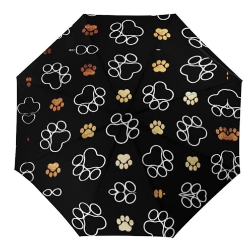 Parapluie pliable coupe-vent robuste avec toile imperméable noire