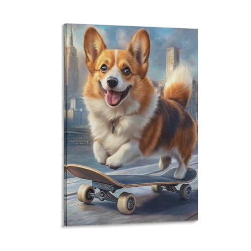 Toile Corgi tableau décoration murale pleine de tendresse pour maison et couloir