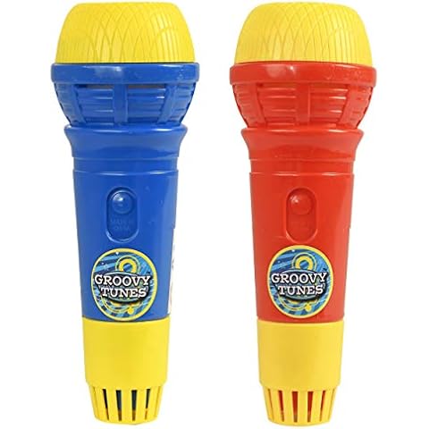 HTI Toys & Games Groovy Tunes PACK OF 2 Echo Microphones Red & Blue | Great Singing Toy Prop Mic For Kids and Adults Girls And Boys Cover