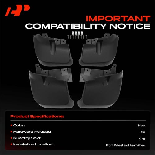 Image of A-Premium Mud Flaps Compatible with Mitsubishi | for Mitsubishi L200 2015-2018, No Drilling Required Mud Guards with Hardware Accessories, Set of 4 Front and Rear