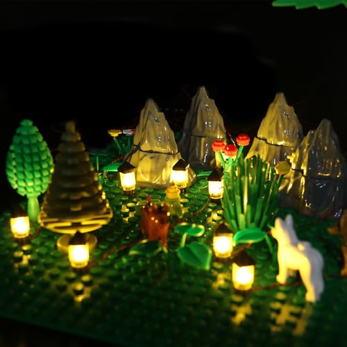 TEDDOO 14pcs 1x1 Punkt Bausteine LED DIY Garten Rasen Licht Stadt Straße Atmosphäre Lampe (USB Powered) Kompatibel mit Mainstream-Markenbausteinen Blöcken (Nur Beleuchtung, Kein Modell)