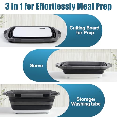 HiMummy 2-Pack Collapsible 3-in-1 BBQ Prep Tub with Locking Lid | Folding Cutting Board, Marinating & Washing Container, Locking Lid for Easy Storage - Kitchen & BBQ Must-Have by HiMummy - Used condition - Image 5