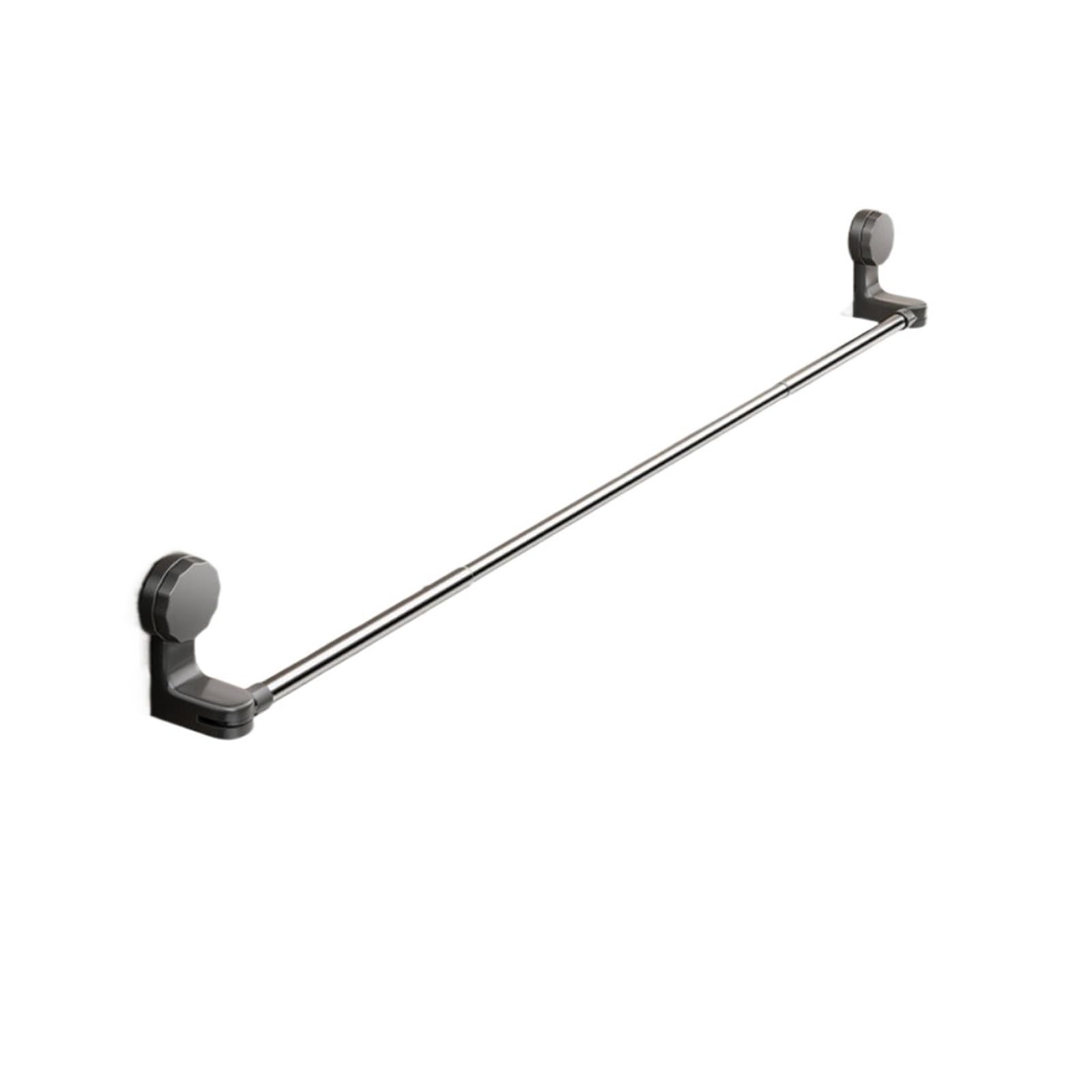 1pc Wall-Mounted Suction Cup Towel Rack Waterproof Strong Retractable(Black 50-100cm)