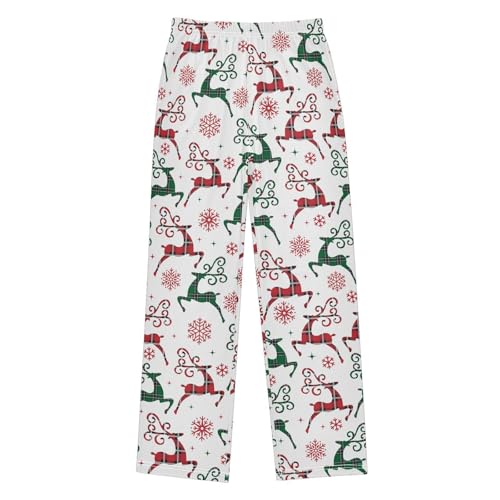 Boys' Pants Christmas Deer Snowflake Long Bottoms Jogger Pants Elastic Waist Trousers with Pockets S-XL