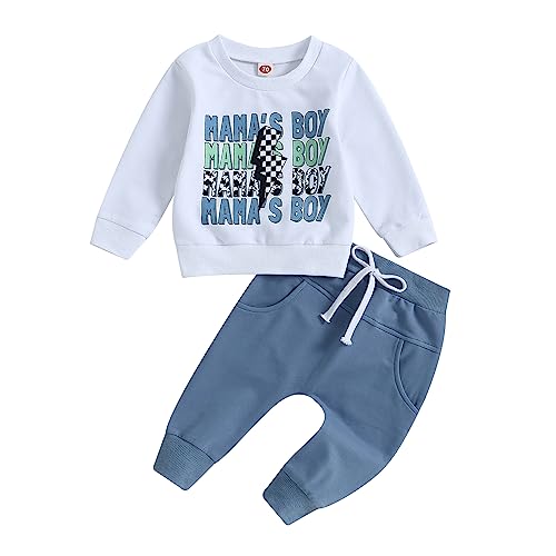 Image of JLKGICF Toddler Boy Thanksgiving Outfit Turkey Long Sleeve Sweatshirt Waffle Jogger Pants Fall Winter Baby Boy Clothes