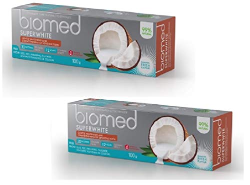 BIOMED Super White Fluoridfreie Coconut Oil Toothpaste, 99% Natural Ingredients, Sparset 100g x 2