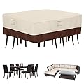 Simpelg Patio Furniture Covers, Outdoor Protect Waterproof Covers General Purpose Outside Table and Chair Cover Heavy Duty Oxford Patio Cover, 96"L x 96"W x 28"H (Beige & Brown)