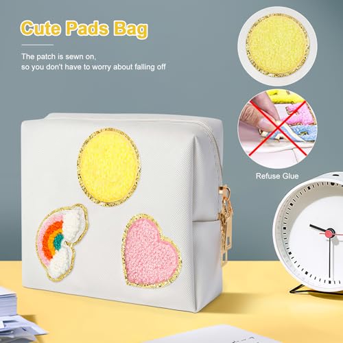 Image of airogym Period Bag for Women, Sanitary Napkin Storage Bag, Functional PU Leather Sanitary Pad Bags for Panty Liners, Tampons, Menstrual Cup Pouches, Sanitary Pads Organizer with Zipper