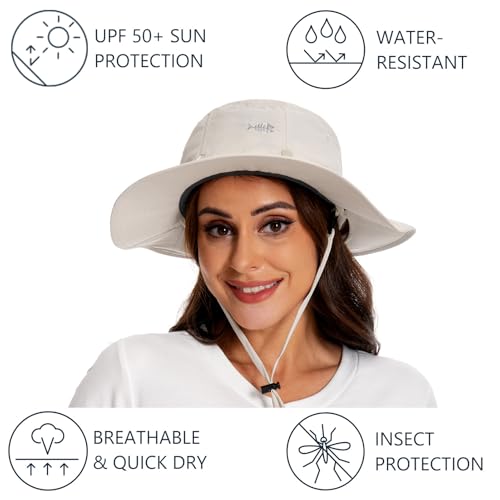 Image of BASSDASH UPF 50+ Mosquito Sun Hat with Hidden Head Net and Neck Flap for Men Women Outdoor Fishing Hiking Camping