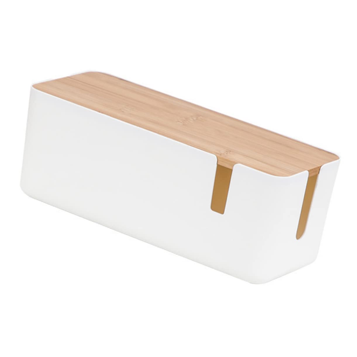Angoily Wire Storage Box Cord Organizer Case Wire Management Desktop Power Supply Charging Cable Electrical Cords Plug Socket Organiser Power Line Manager Desks Cable Plastic White