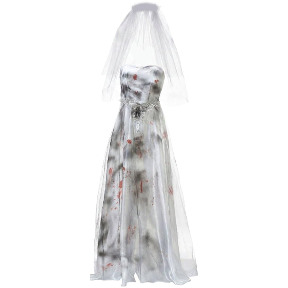 Halloween-kostüm Für Damen: Tote Braut, Geisterbraut-korsettkleid Und Schleier-Set, Cosplay-Outfit