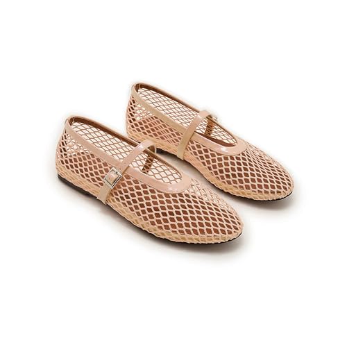 Women’s Mesh Mary Jane Flats Buckle Strap Round Toe Breathable Ballet Flat Summer Casual Lightweight Ballerina Shoes4