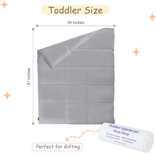 Image of ZPECC Toddler Down Alternative Comforter, 39x47 Hypoallergenic Baby Blanket Quilt, Soft Breathable Lightweight All Season Kids Duvet Insert for Crib Stroller Cot Daycare, Grey Stripe