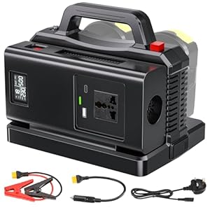 Adisipsoarin 500W Pure Sine Wave Power Inverter for Ryobi 18V Battery, 2-Ports DC 18V to AC Outlets 230V Car Charger Plug Inverter Adapter Converter for Camping, Travel, Emergencies(Tool Only)