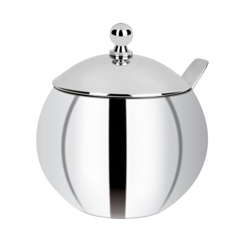 Image of Ghee Pot Steel | Oil Dispenser Ghee Container with Spoon | Stainless Steel Ghee Pot 300ML Matka Shape Silver
