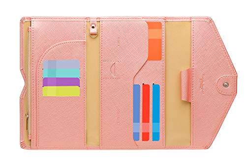 ZOPPEN Rfid Passport Holder with Vaccine Card Slot, Passport Wallet Travel Essentials Document Organizer, Passport and Vaccine Card Holder Combo, Passport Cover Rfid Travel Wallet Womens Coral Orange