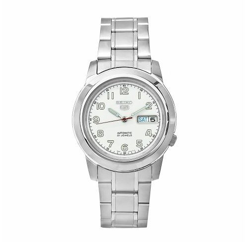 SEIKO Men's SNKK33K1S Stainless-Steel Analog with White Dial Watch