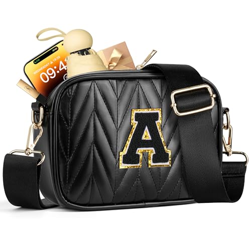 TOPEAST Small Leather Crossbody Bags for Women - Travel Essentials, Christmas Birthday Gifts Quilted Purses Shoulder Handbag