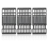 Plowo Adjustable Cast Iron Grill Grates, Universal Cooking Grid Grates Replacement for Gas Eletric Grill, Extends from 14' to 20' L, 8' Wide, 3 Pack