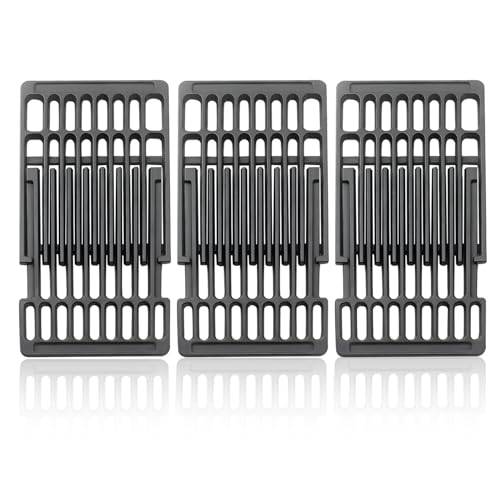 Plowo Adjustable Cast Iron Grill Grates, Universal Cooking Grid Grates Replacement for Gas Eletric Grill, Extends from 14' to 20' L, 8' Wide, 3 Pack