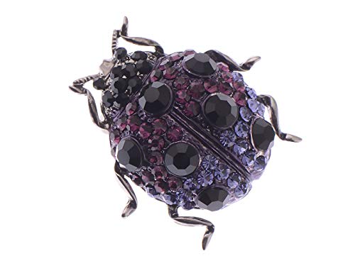 Alilang Antique Sparkly Amethyst Purple Black Crystal Rhinestones Ladybug Beetle Insect Novelty Brooch Pin Pendent