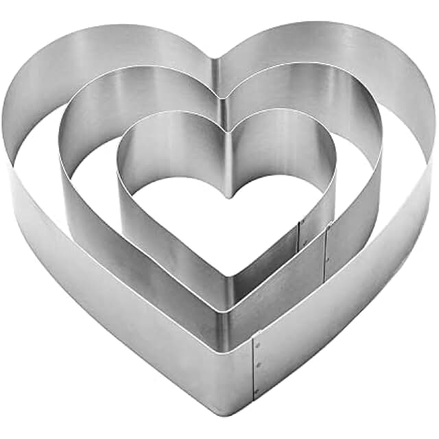 3PCS Heart Cookie Cutter Set, 4" 6" 8" Stainless Steel Sandwiches Cutter DIY Heart ...