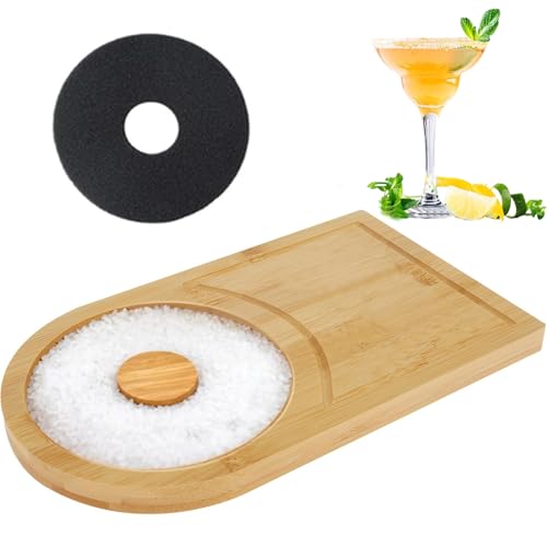 fghuim Margarita Salt Rimmer Set, Bamboo Wood Glass Rimmer for Cocktails,Party BarMargarita Salt Rimmer, Sugar and Salt Rimmer