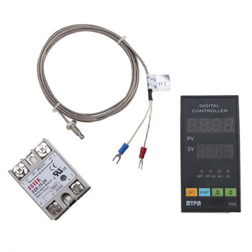 Mypin® Universal Digital Ta6-Snr Pid Temperature Controller With Relay Din 1/8 Ssr-25Da And K Type Thermocouple,Dual Display For F/C,7 Output Combinations,Accuracy: 0.2% #TOP4